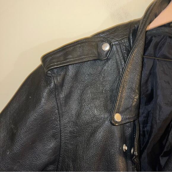 VINTAGE UNBRANDED genuine leather motor cycle jacket L - Picture 3 of 9